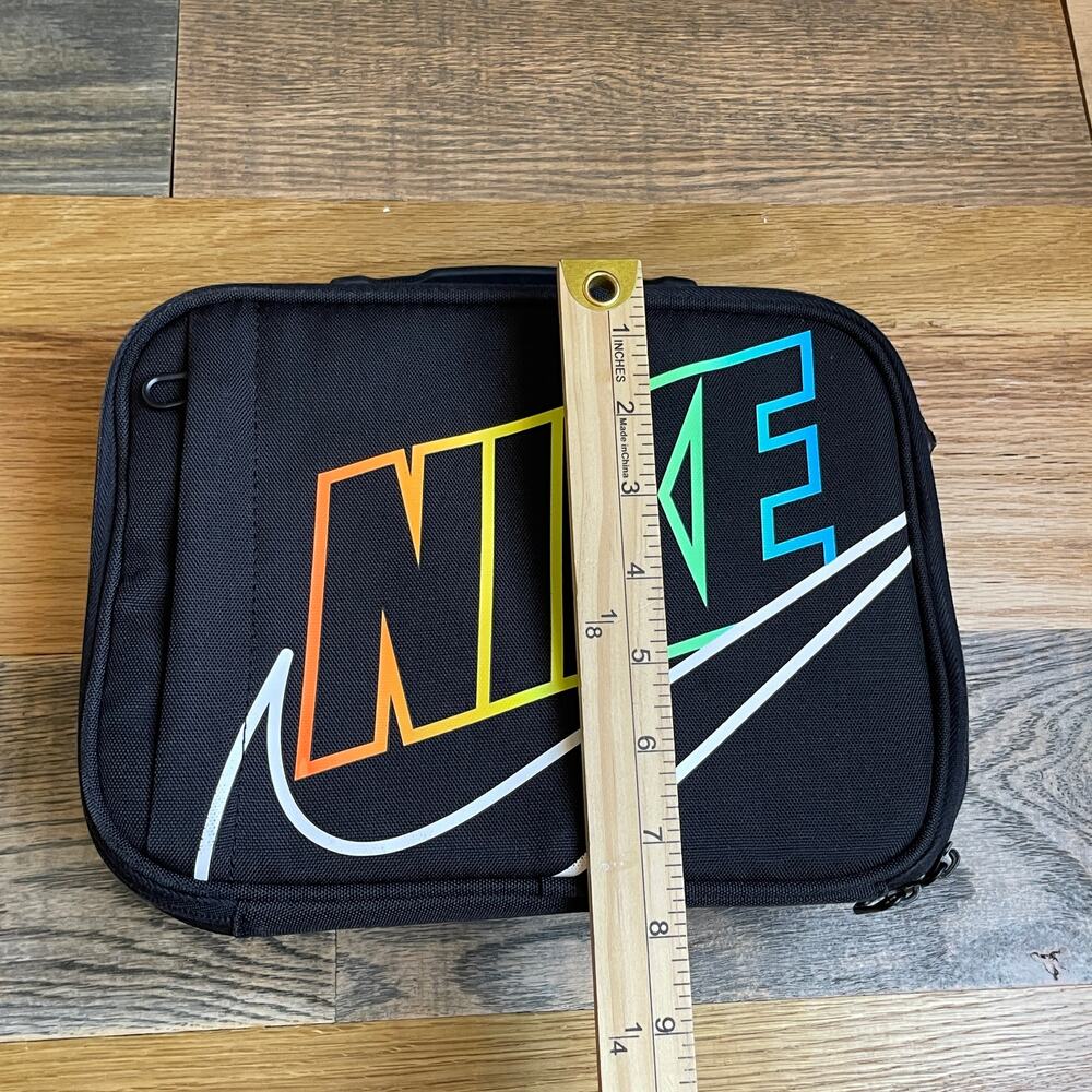 Nike Just Do It Lunch Box Bag Black Rainbow Swoosh Insulated Zip 10x8 - Picture 7 of 7